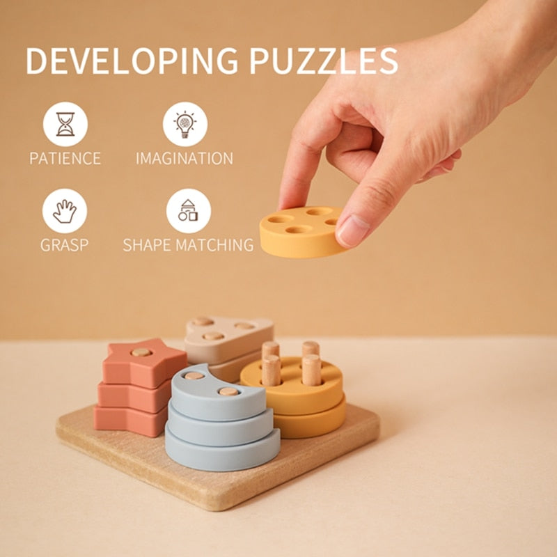 Montessori Puzzle Silicone Stacking Blocks