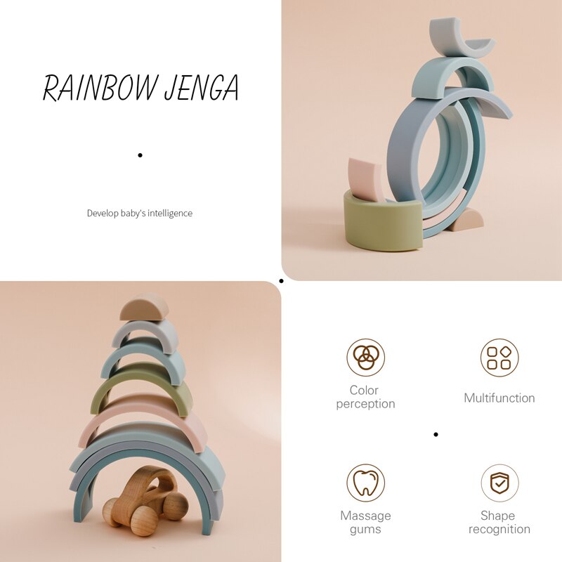 Silicone Rainbow Baby Educational Toy Set