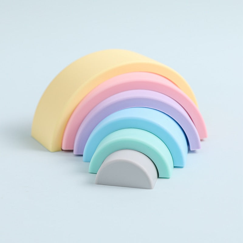 Silicone Rainbow Baby Educational Toy Set