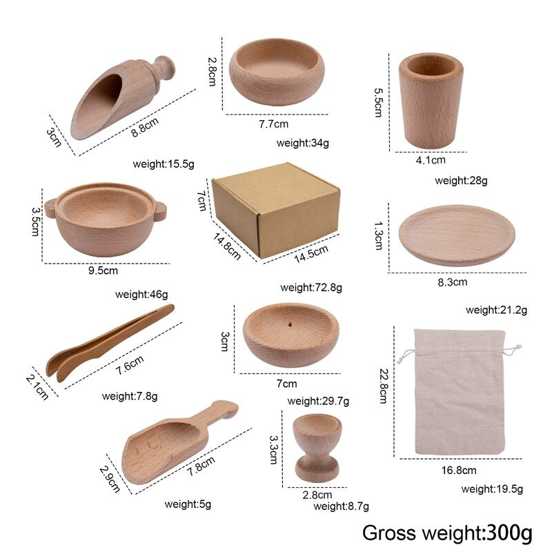 Montessori Wooden Toy Bowl Set
