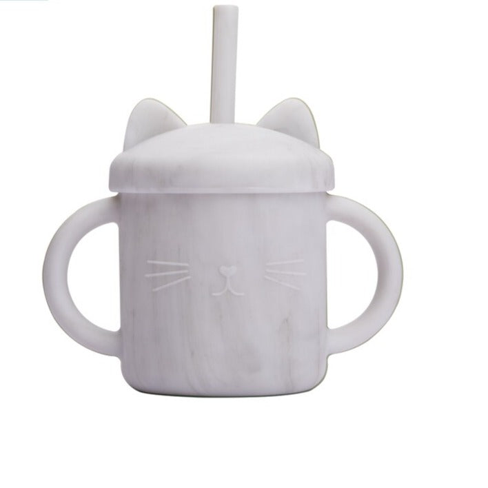 Baby Silicone Training Cup with Handles Cat, 7oz