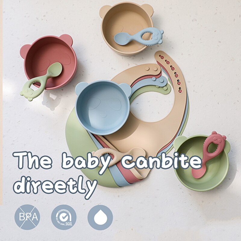 Baby Silicone Bowl Bib Feeding Set